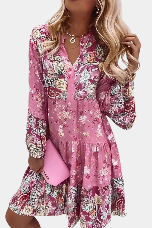 Boho Kvetinové Mini A-Line Šaty Vera