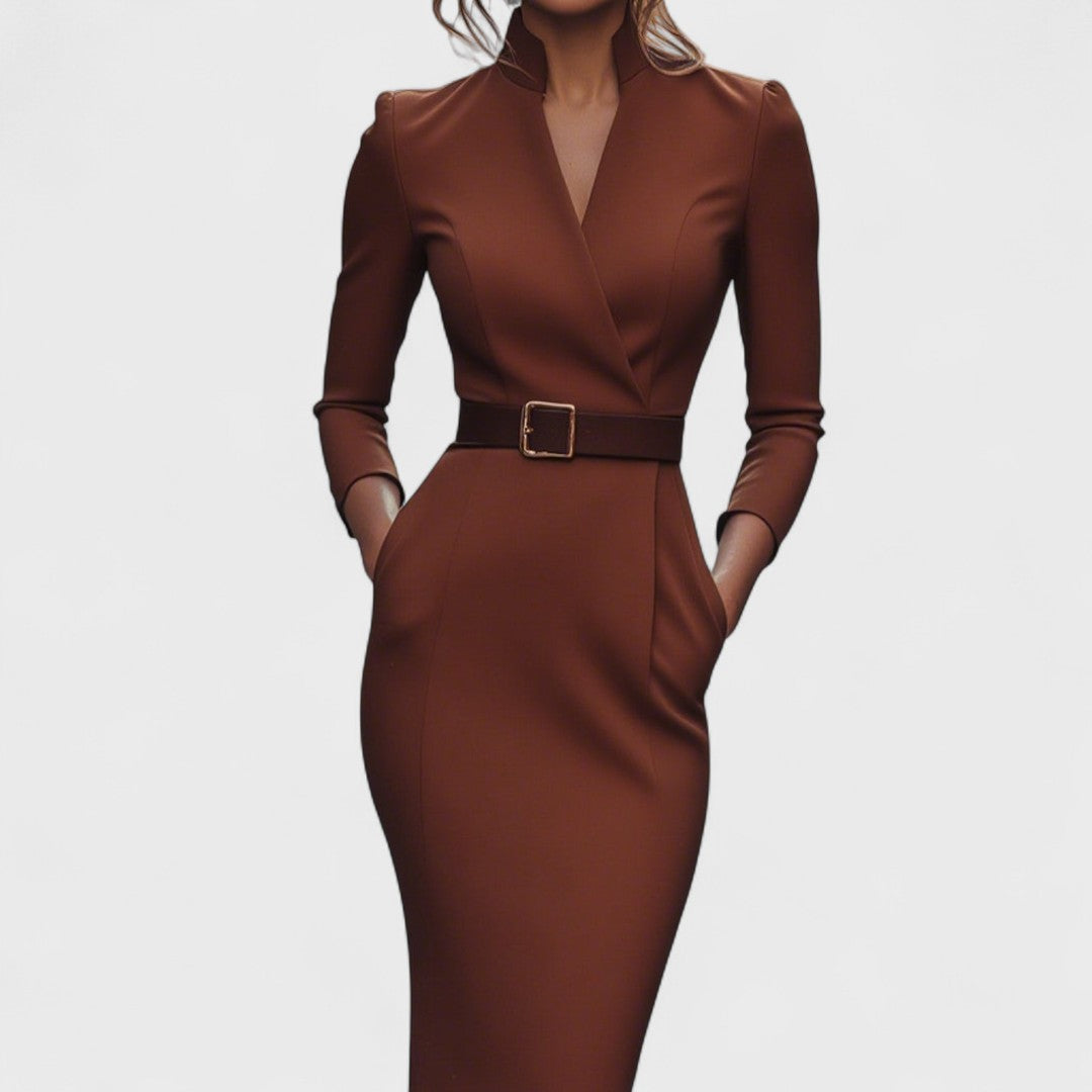 Rafaela™ | Elegantné šaty s golierom a opaskom