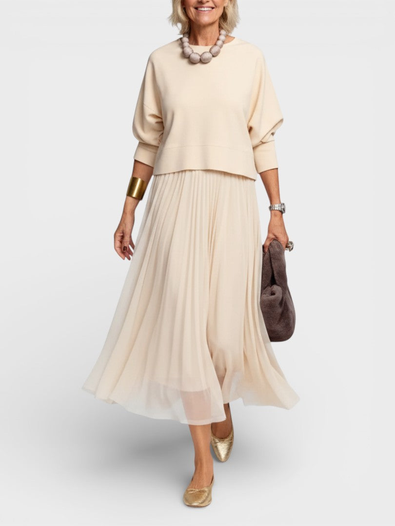 Claudia™ | Elegantné pletené šaty s tylom