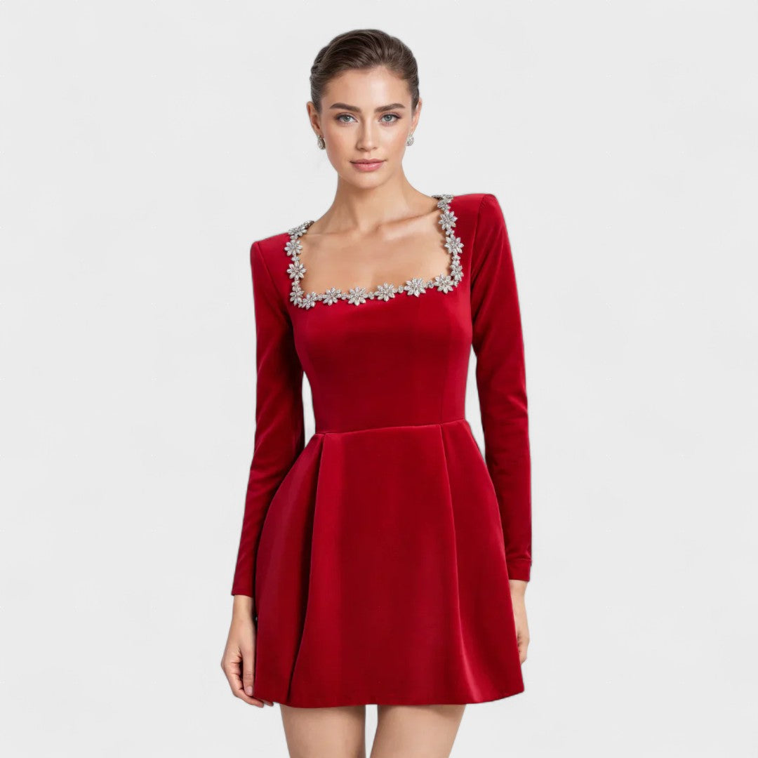 Valeria™ | Elegantný krátky zamatový šaty