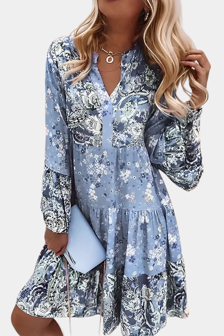 Boho Kvetinové Mini A-Line Šaty Vera