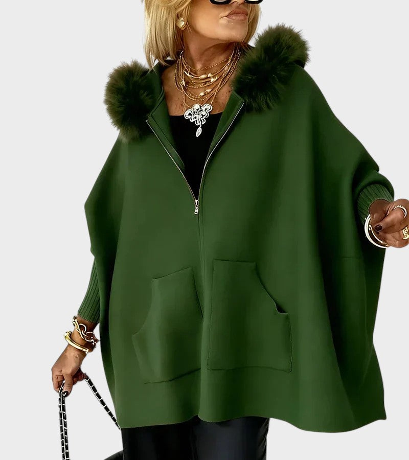 Miranda™ | Casual kabát s kapucňou a kožušinovým golierom