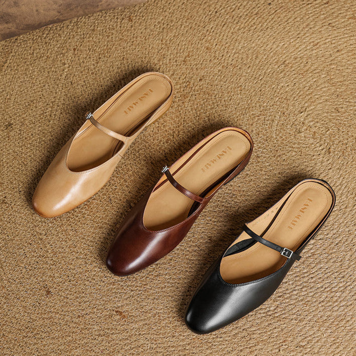 Audrey | Mary Jane Leather Mules