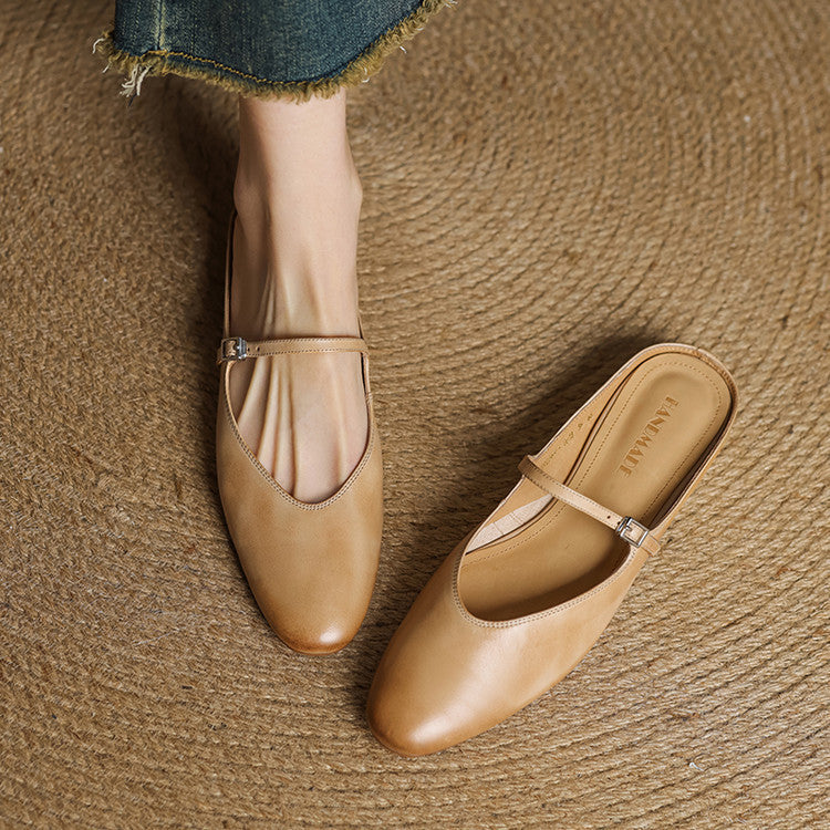 Audrey | Mary Jane Leather Mules