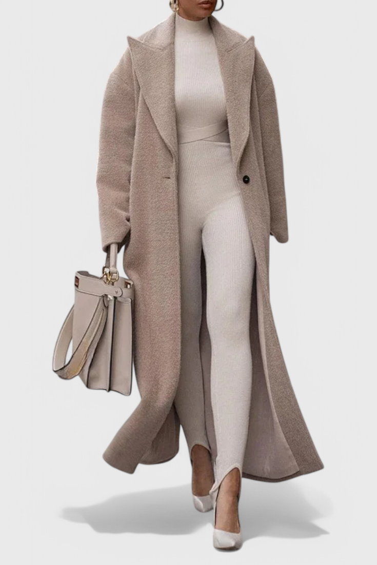 Chloe™ | Elegantný Štruktúrovaný Kabát s Dlhým Strihom
