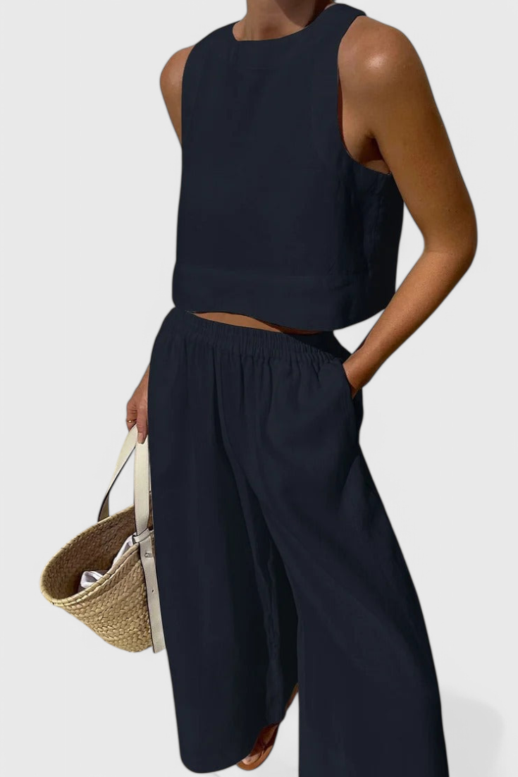 Avelina Minimalistický set z ľahkej bavlny a ľanu