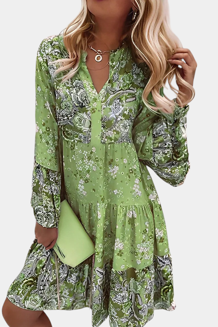 Boho Kvetinové Mini A-Line Šaty Vera