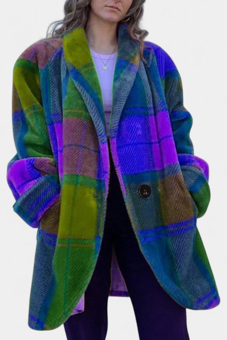 Glazel Oversized zimný kabát s károvaným vzorom