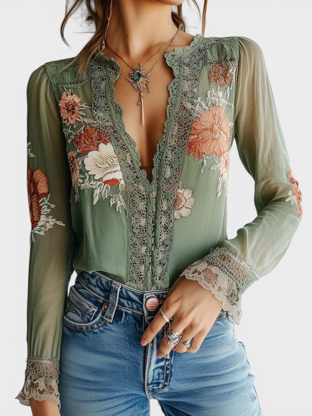 Aitana™ | Blúzka z kvetinovej čipky boho